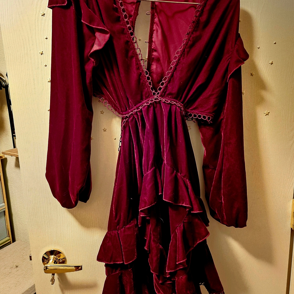 ASOS PETITE Burgundy Ruffle Dress